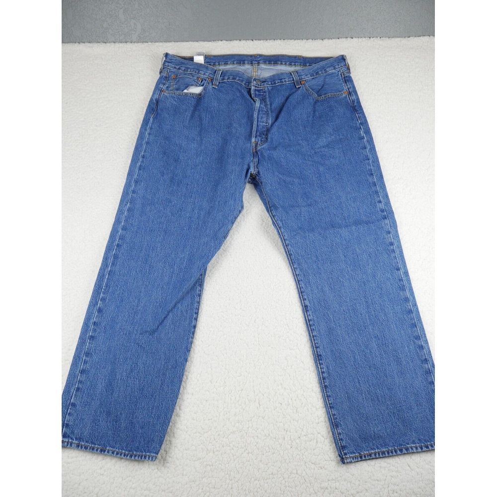 Levis 501 Jeans‎ Mens Size 44x30 Button Fly Blue Wash Straight Leg Wide Leg